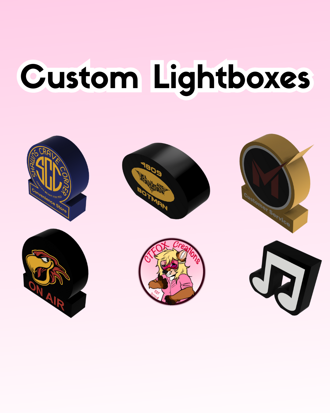 Custom 3D Printed Lightboxes