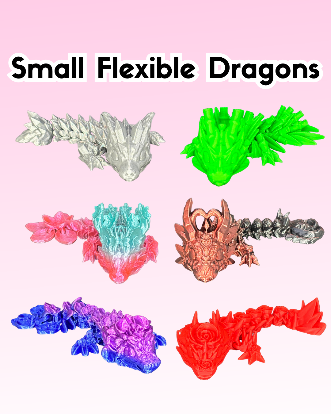 Small Articulated 3D Printed Dragon - Flexible Fidget Toy
