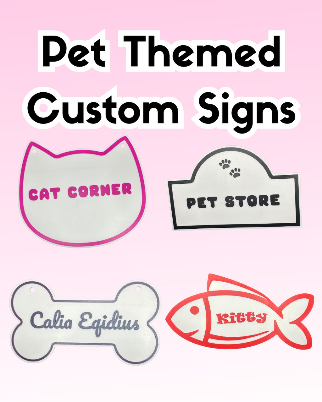 Custom Pet-Themed 3D Printed Signs - Personalized Name Signs