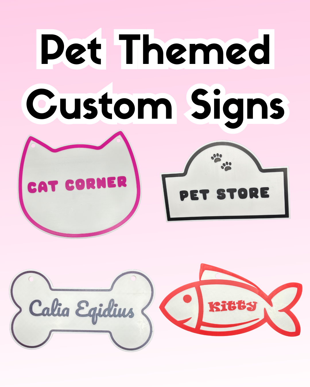 Custom Pet-Themed 3D Printed Signs - Personalized Name Signs