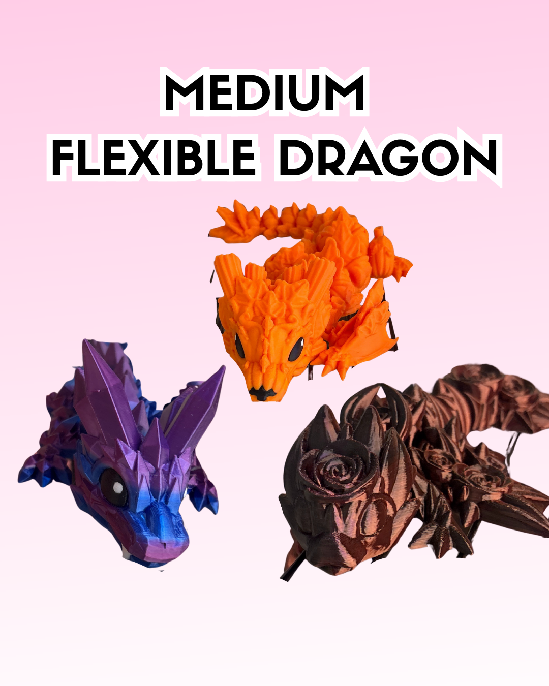 Medium Articulated 3D Printed Dragon - Flexible Figurine